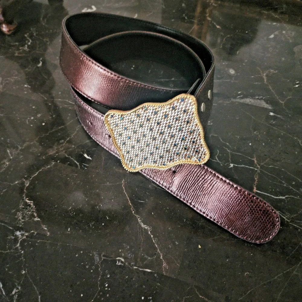 Ladies Bronze Belt With Rhinestone Buckle